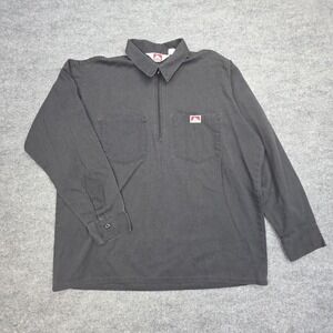 Vintage Ben Davis Shirt Men XL Black Half Zip Long Sleeve Grunge Made USA